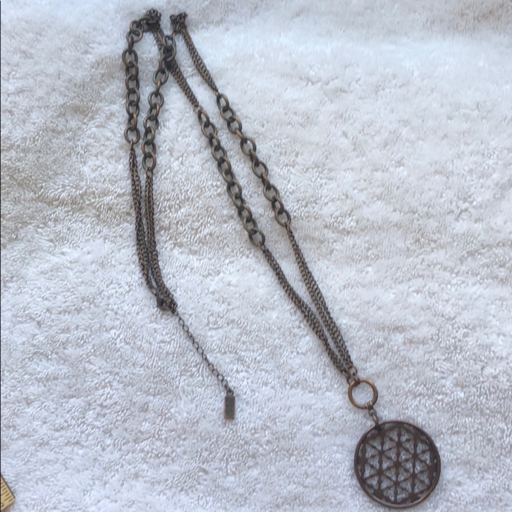 19.5” copper medallion drop necklace